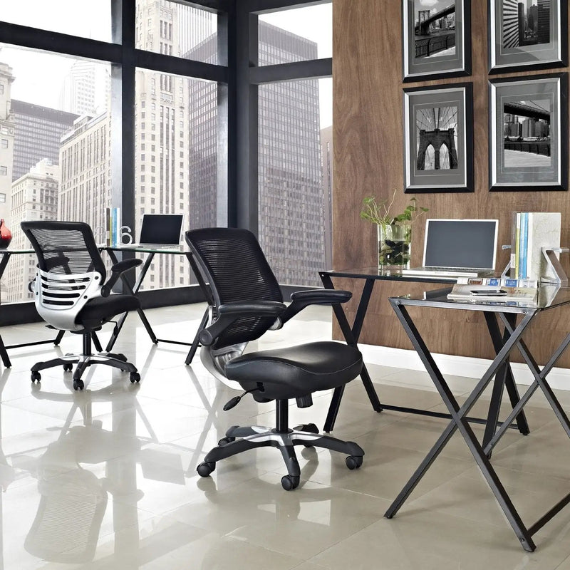 Modern Black Mesh Back Ergonomic Office Chair with Flip-up Arms by HomePacific