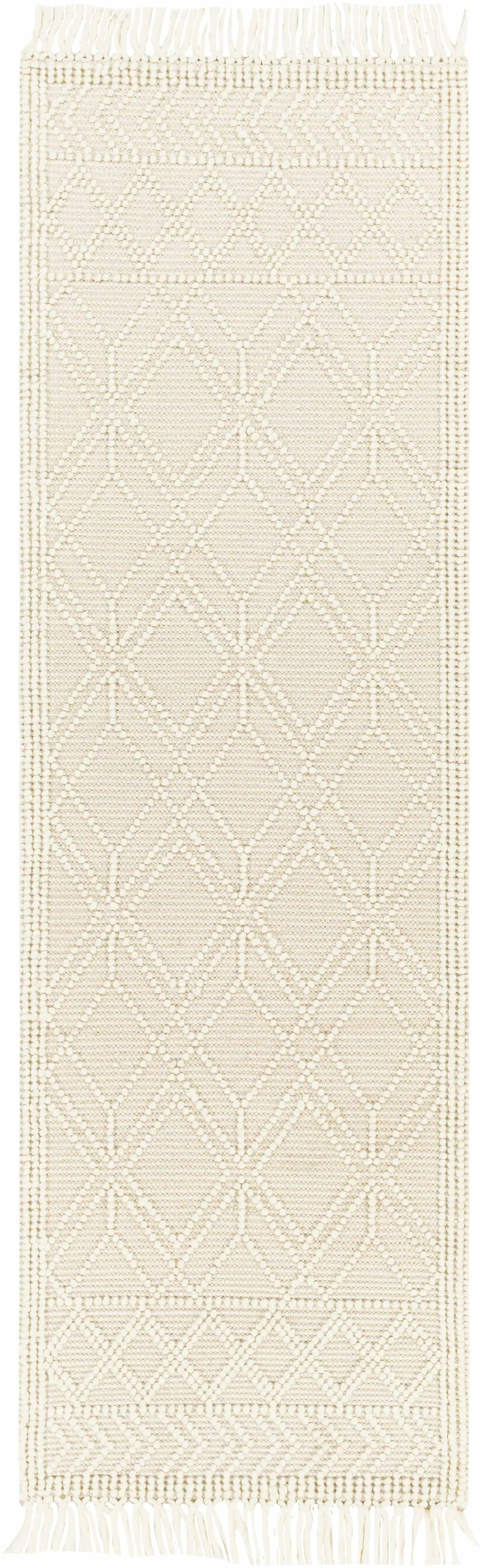 Ramsbury Beige Trellis Wool Rug by Boutique Rugs