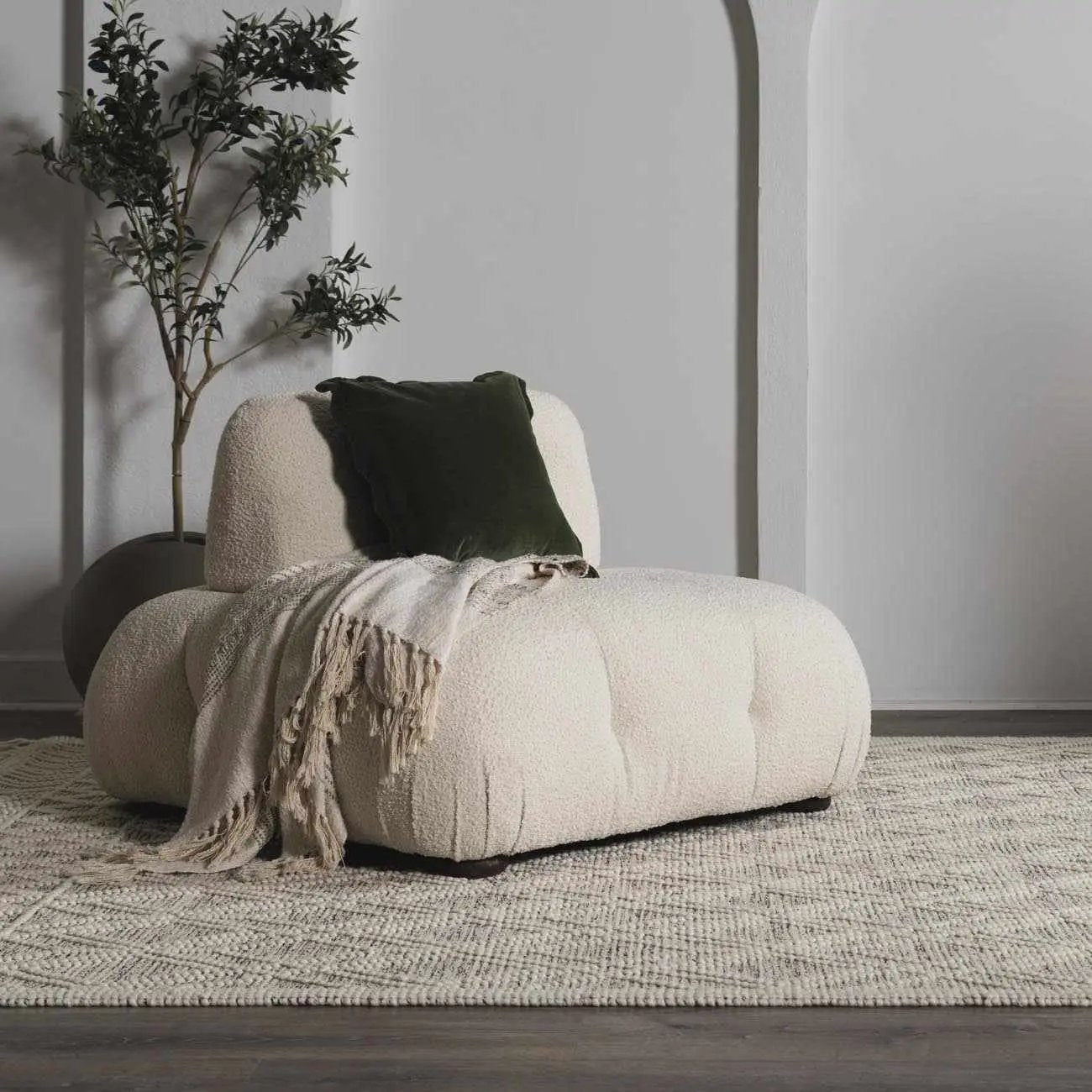 Ramsbury Beige Trellis Wool Rug by Boutique Rugs