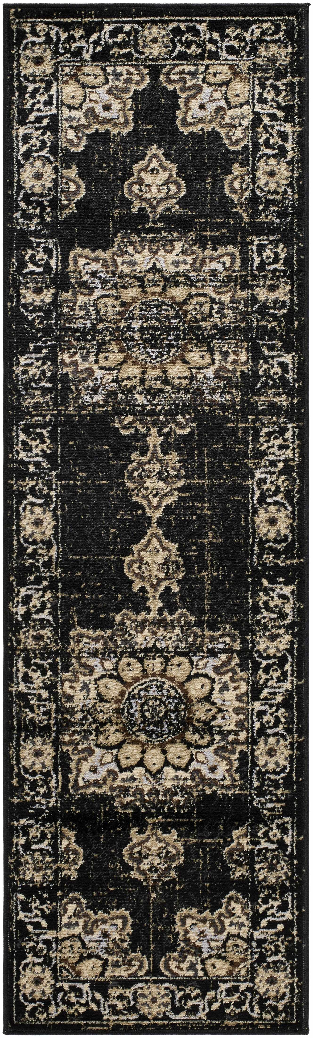 Lostwithiel Black Medallion Rug by Boutique Rugs