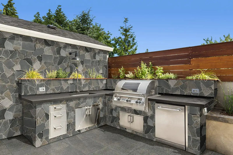 Gray Mist Granite Paver Flamed 16x24 in a finished room