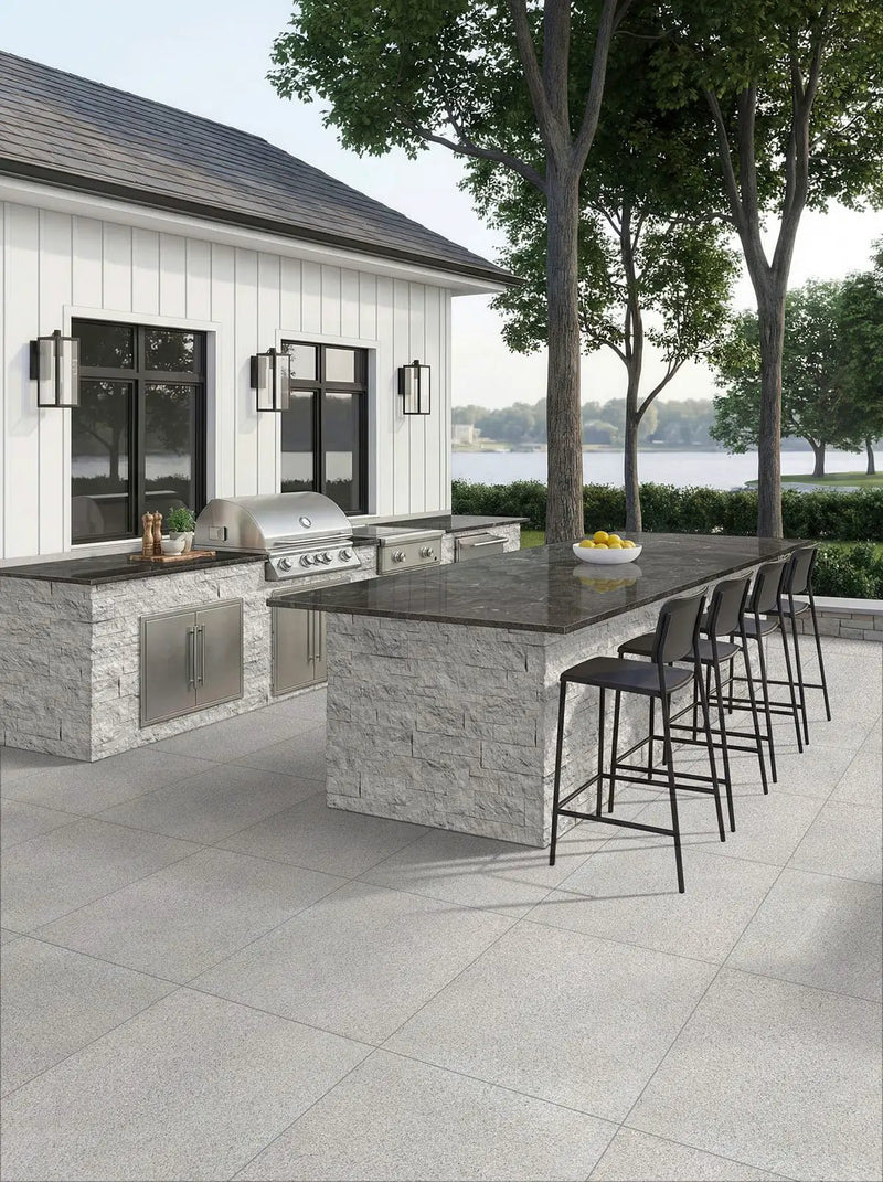 White Mist Granite Paver Flamed Pool Copings 12x48 by MSI Surfaces