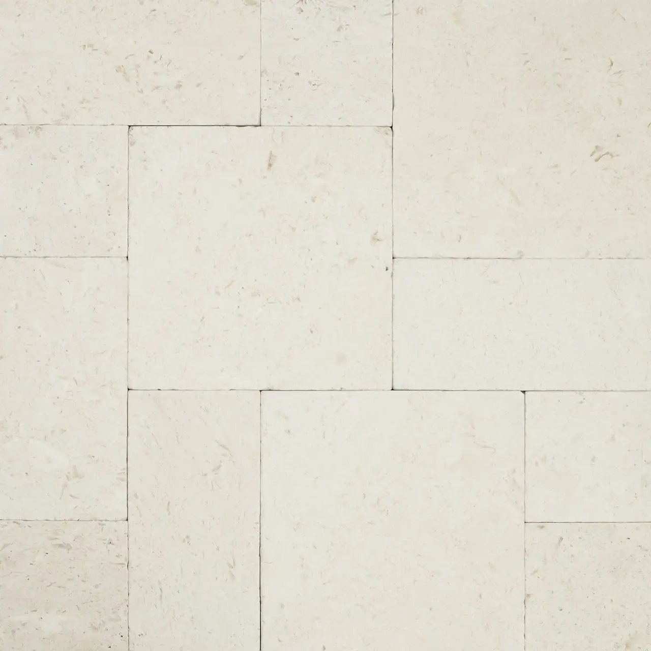 Mayra White Tumbled Pattern Limestone Pavers close up