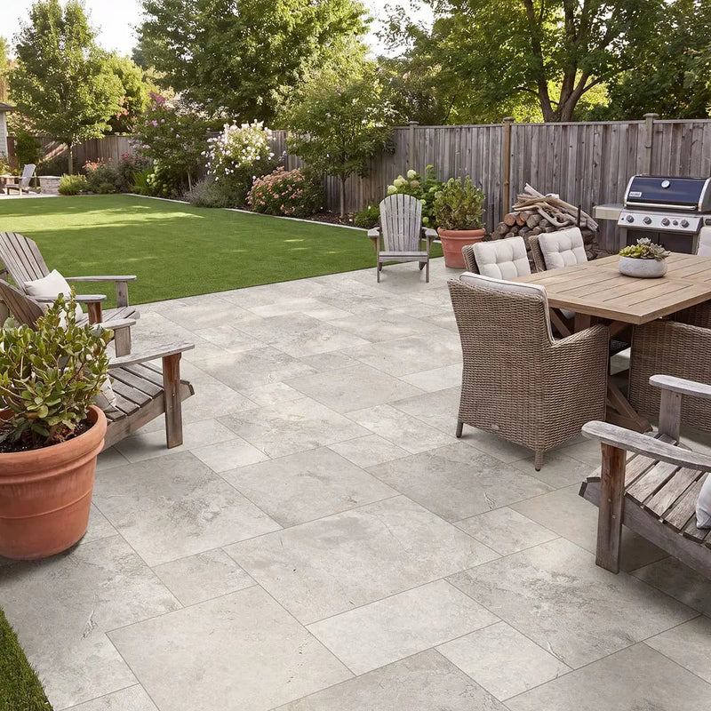 Tundra Gray Brushed Marble Pool Copings 16x24 by MSI Surfaces