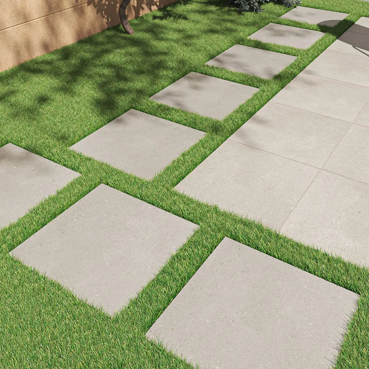 Gritzo Almond Matte Porcelain Pool Copings 13x24 in a finished room