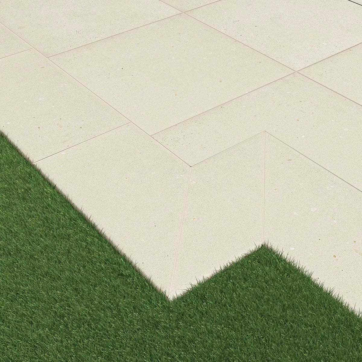 Gritzo Salt Matte Porcelain Pavers 24x24 in a finished room