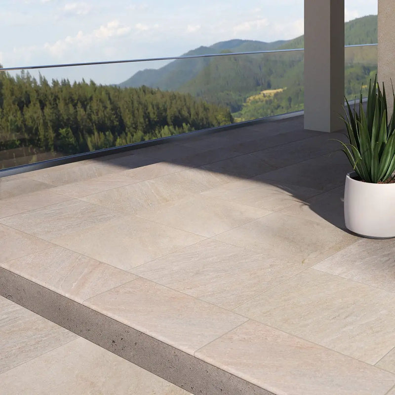 Quartz Beige Matte Porcelain Pool Copings 13x24 in a finished room