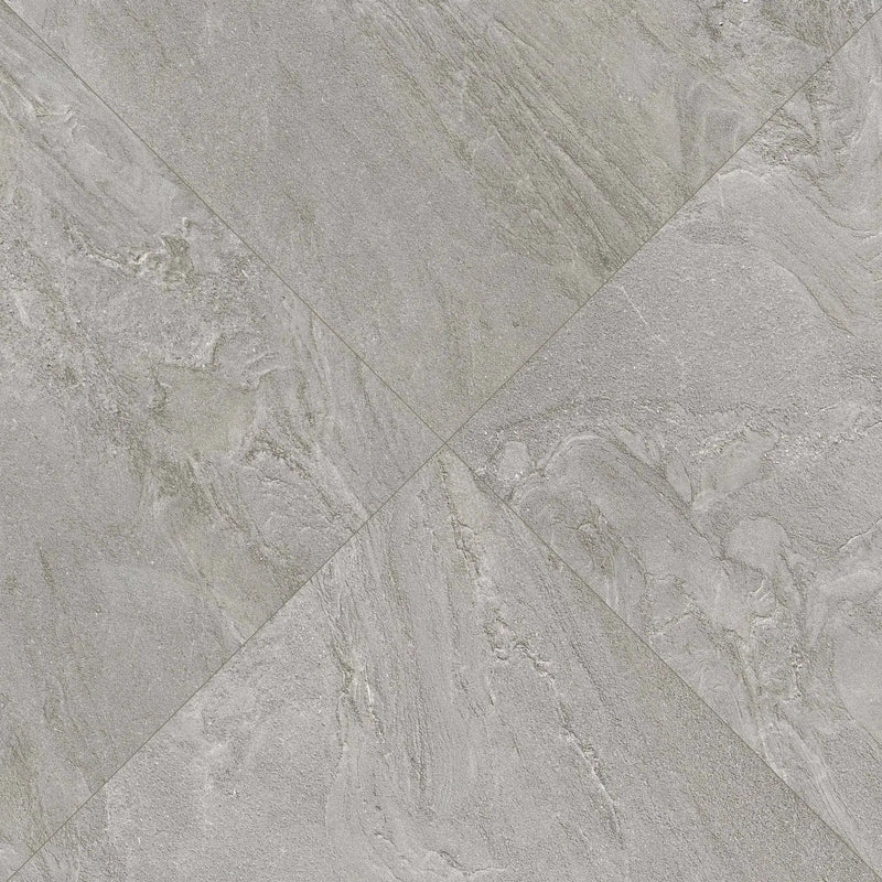 Vortexa Silver Matte Porcelain Pavers 24x48 angled view