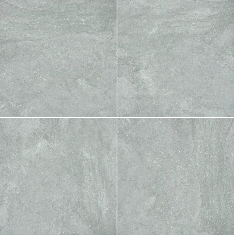 Vulkon Grey Matte Limestone Look Porcelain Pavers 24x24 close up