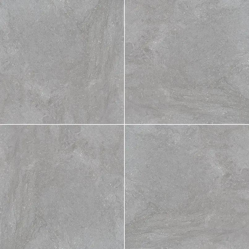 Vulkon Grey Matte Limestone Look Porcelain Pavers 24x24 close up