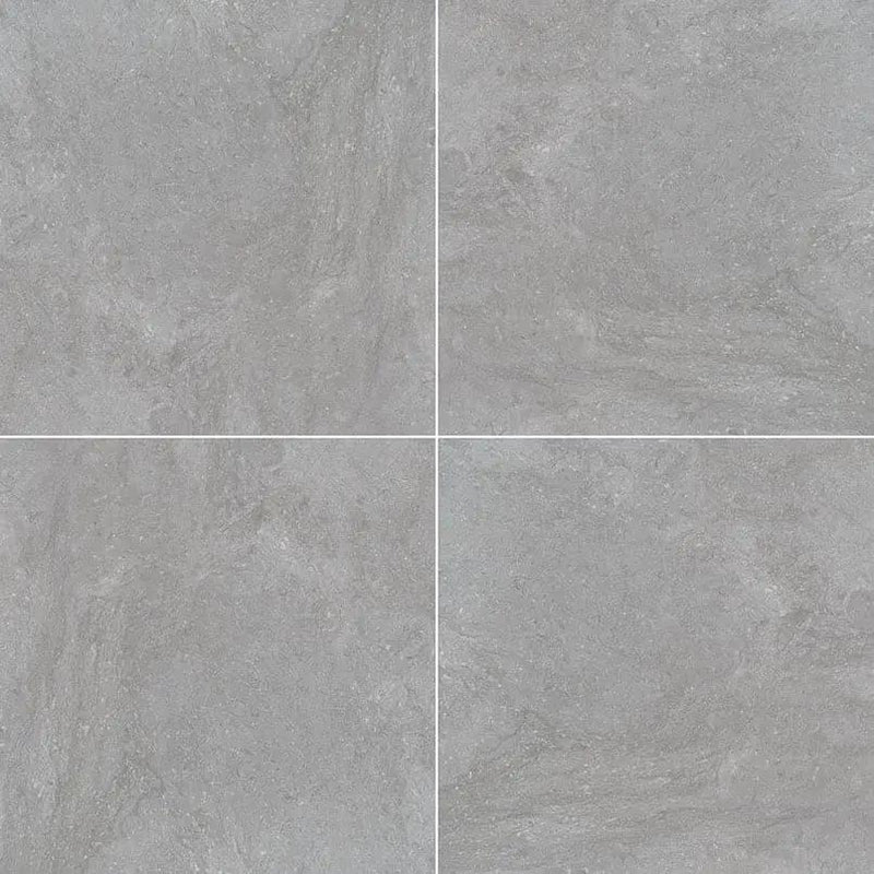 Vulkon Grey Matte Limestone Look Porcelain Pavers 24x24 close up