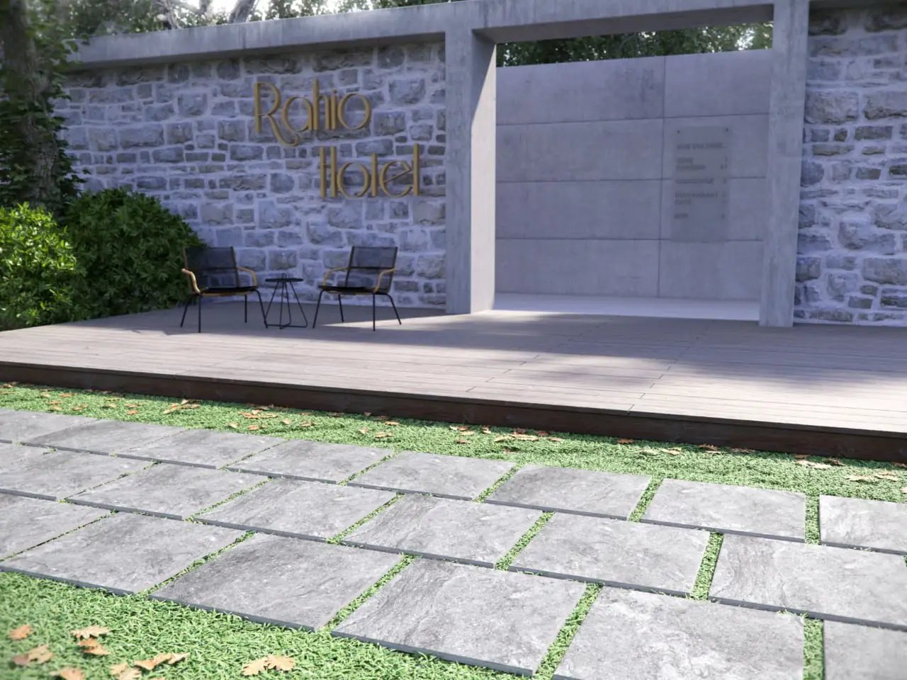 Vulkon Grey Matte Limestone Look Porcelain Pool Copings 13x24 in a finished room