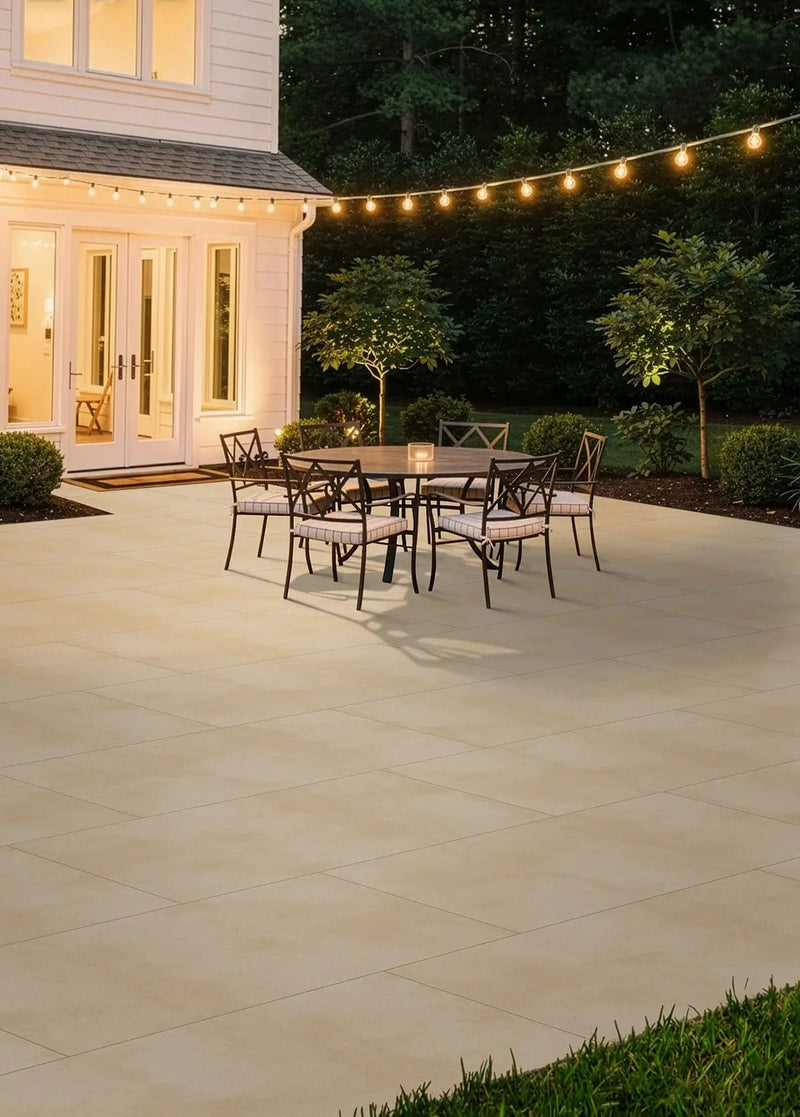 Zement Nacar Matte Porcelain Pavers 36x36 in a finished room