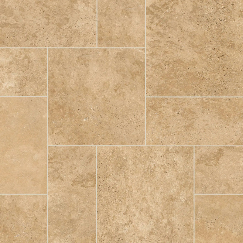 Tuscany Beige Tumbled Pattern Travertine Pavers close up