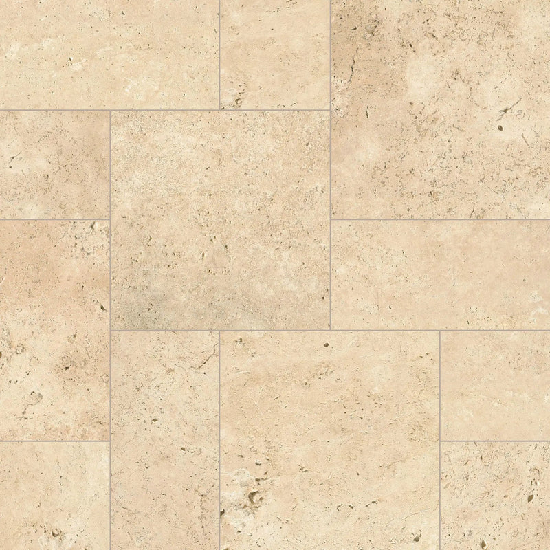 Tuscany Ivory Tumbled Pattern Travertine Pavers close up