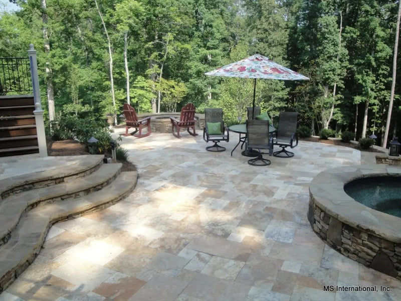 Tuscany Porcini Tumbled Travertine Pavers 6x12 by MSI Surfaces