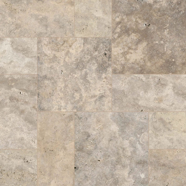 Silver Travertine Tumbled Pattern Pavers