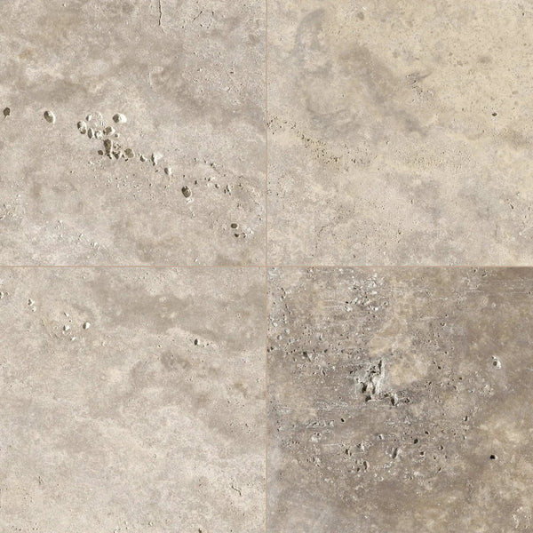 Silver Travertine Tumbled Pavers 16x16