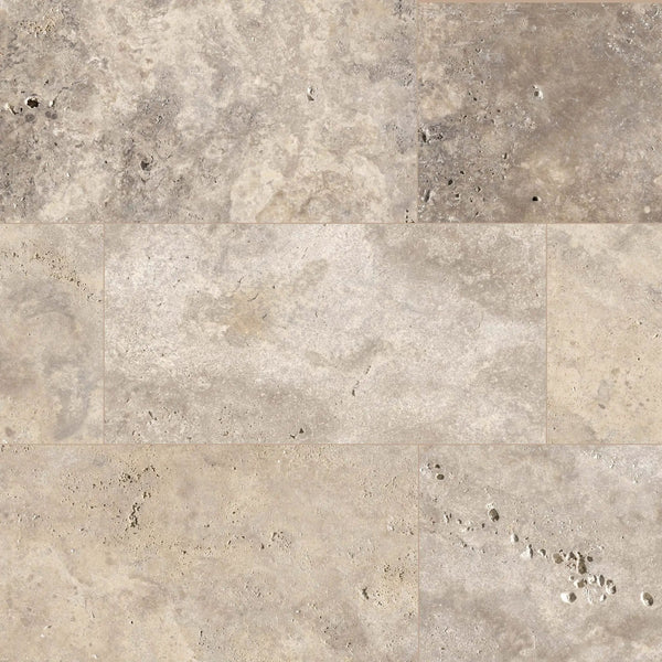 Silver Travertine Tumbled Pavers 8x16