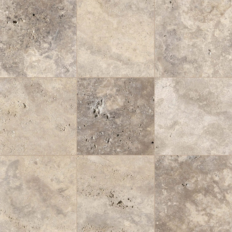 Silver Travertine Tumbled Pavers 8x8 by MSI Surfaces