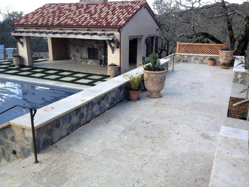 Tuscany Walnut Tumbled Travertine Pavers 12x24 by MSI Surfaces