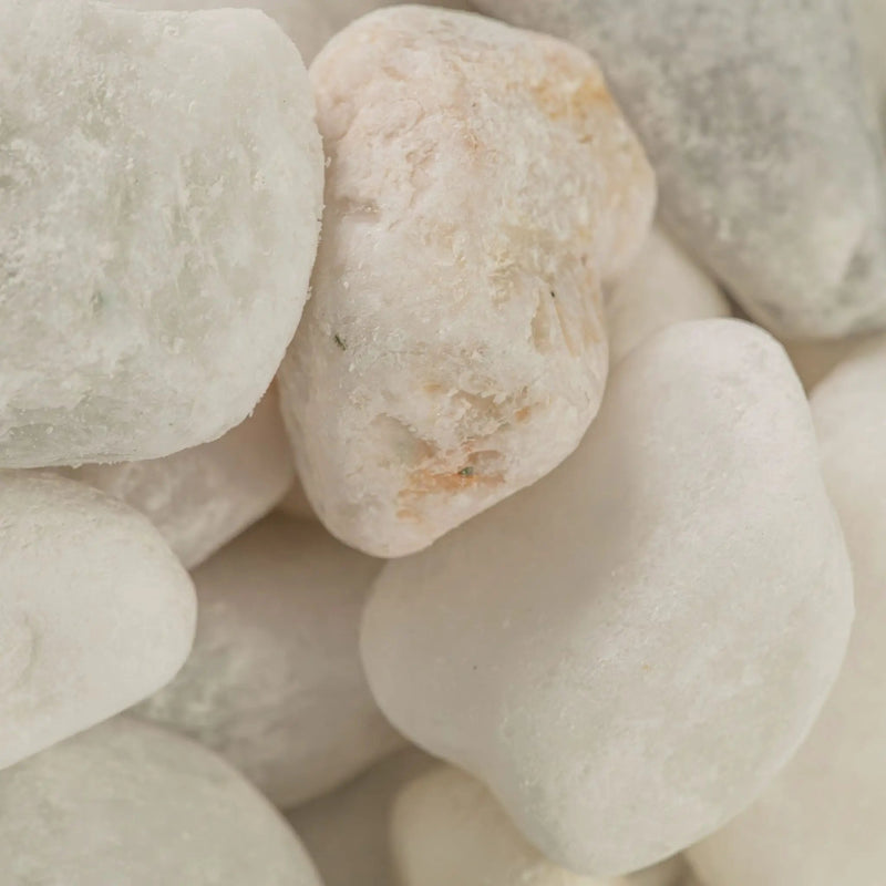 Himalaya White Pebbles Natural Marble Pavers 4.49 inch angled view
