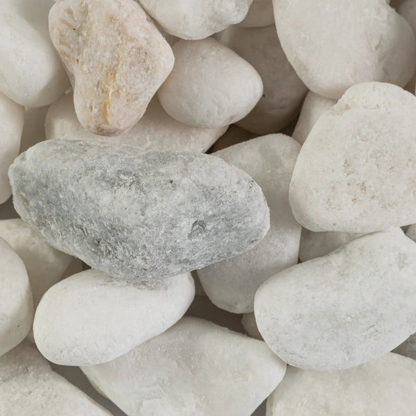 Himalaya White Pebbles Natural Marble Pavers 4.49 inch