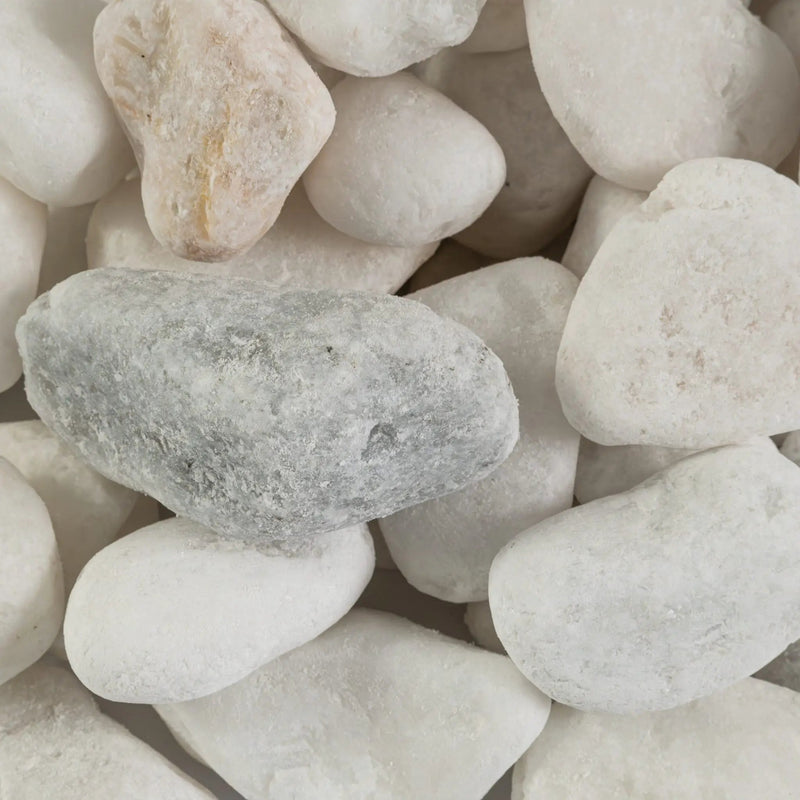 Himalaya White Pebbles Natural Marble Pavers 4.49 inch close up