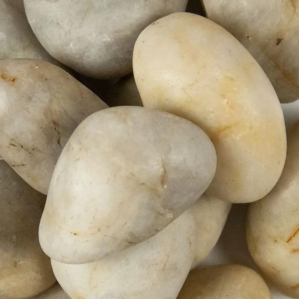 White Polished Pebbles Marble Pavers 0.00 inch