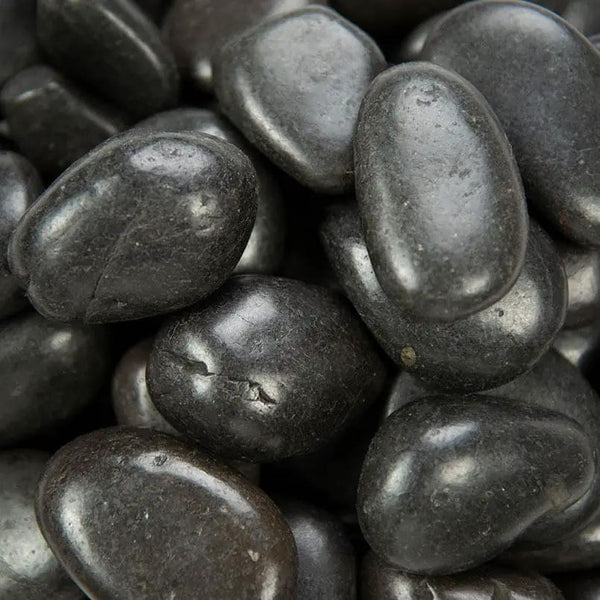 Black Polished Pebbles Quartzite Pavers 4.00 inch