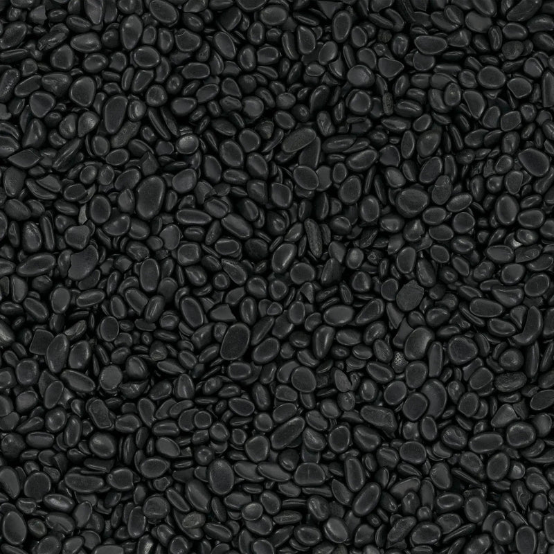 Black Polished Pebbles Quartzite Pavers 4.50 inch angled view