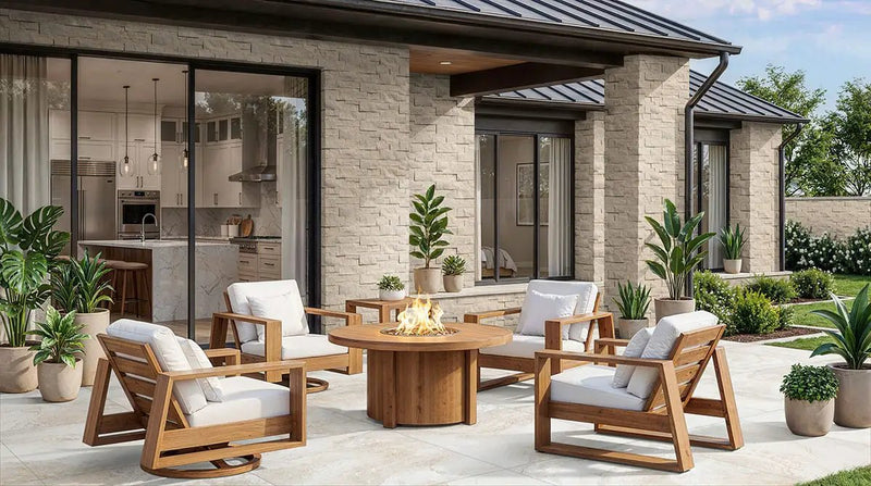 Laguna Blonde Split Face Sandstone Pavers 9x24 in a finished room