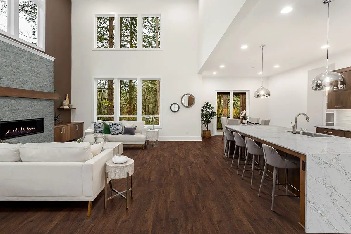Mountain Bluestone Split Face Sandstone Pavers 6x24 in a finished room
