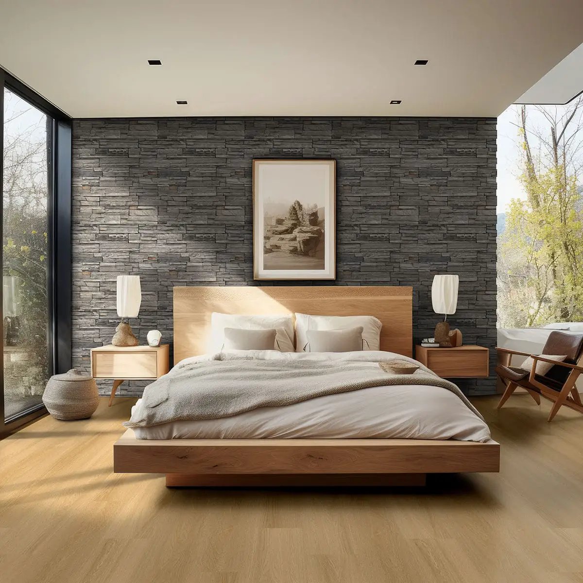 Denali Gray Natural Cement Pavers 2 in a finished room