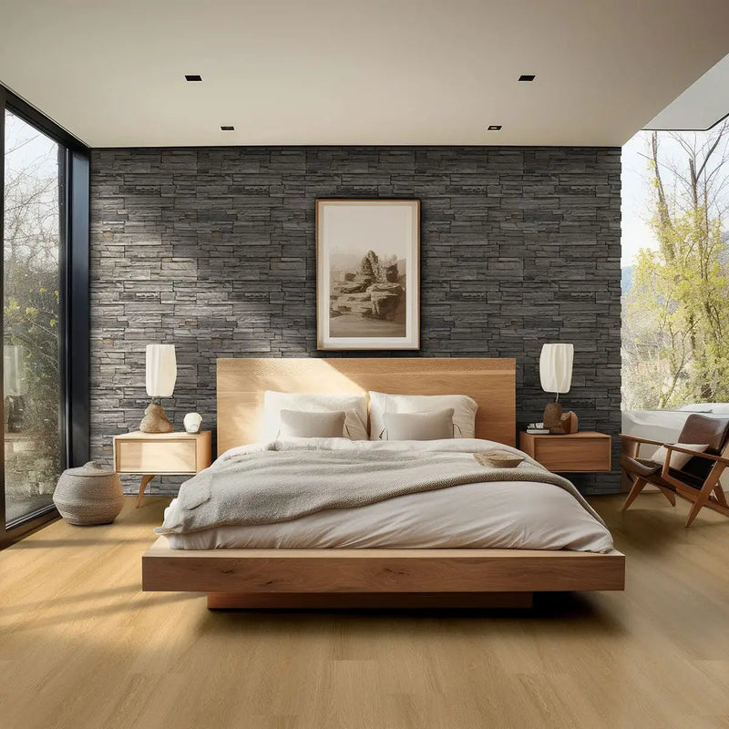 Denali Gray Natural Cement Pavers 2 in a finished room