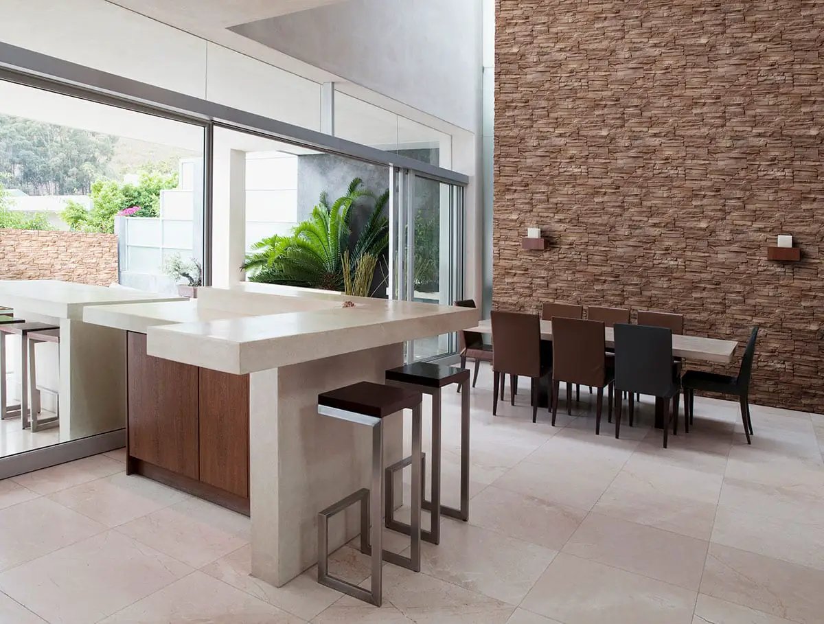 Peninsula Earth Natural Cement Pavers in a finished room