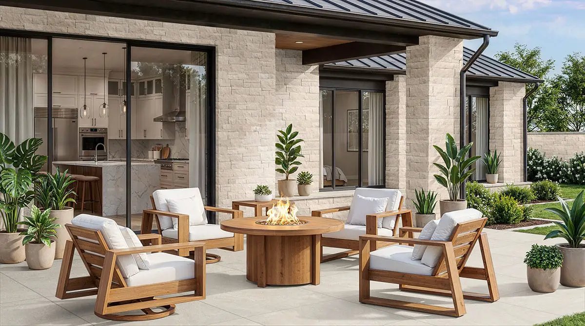 Clayfield Blonde Split Face Pavers 9x24 in a finished room