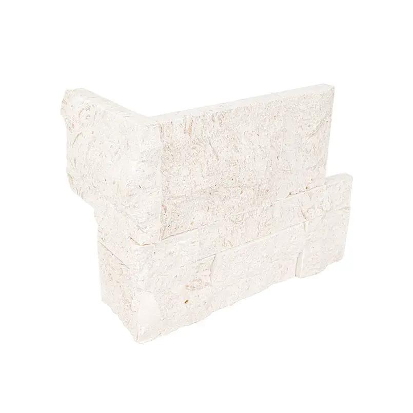 Mayra White Xl Split Face Corner Limestone Pavers 9x12 close up
