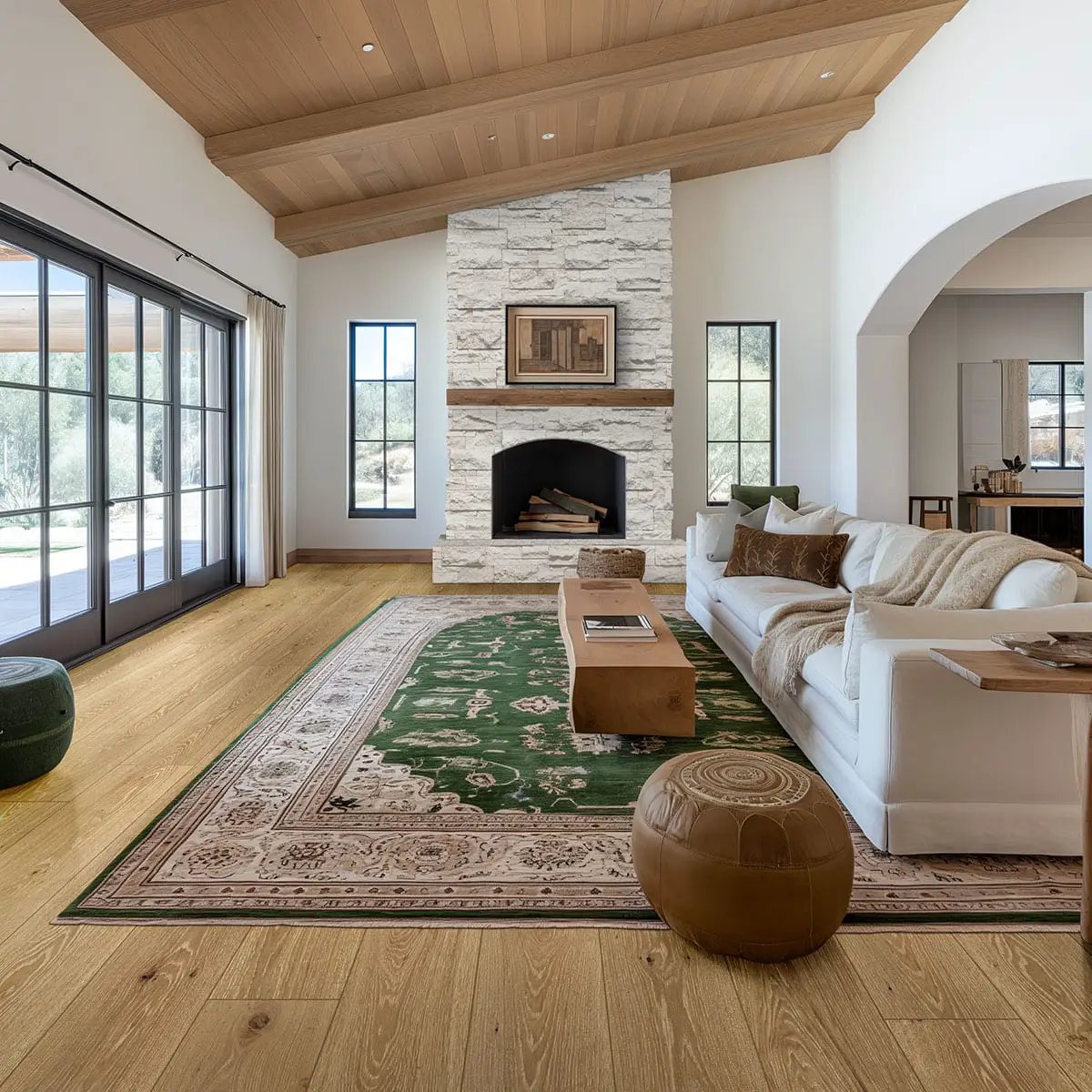 Mayra White Xl Split Face Corner Limestone Pavers 9x12 in a finished room