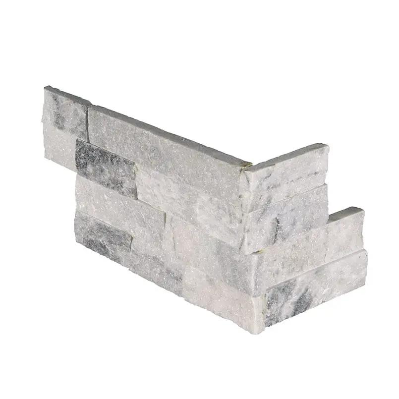 Alaska Gray Split Face Corner Marble Pavers 6x12 close up
