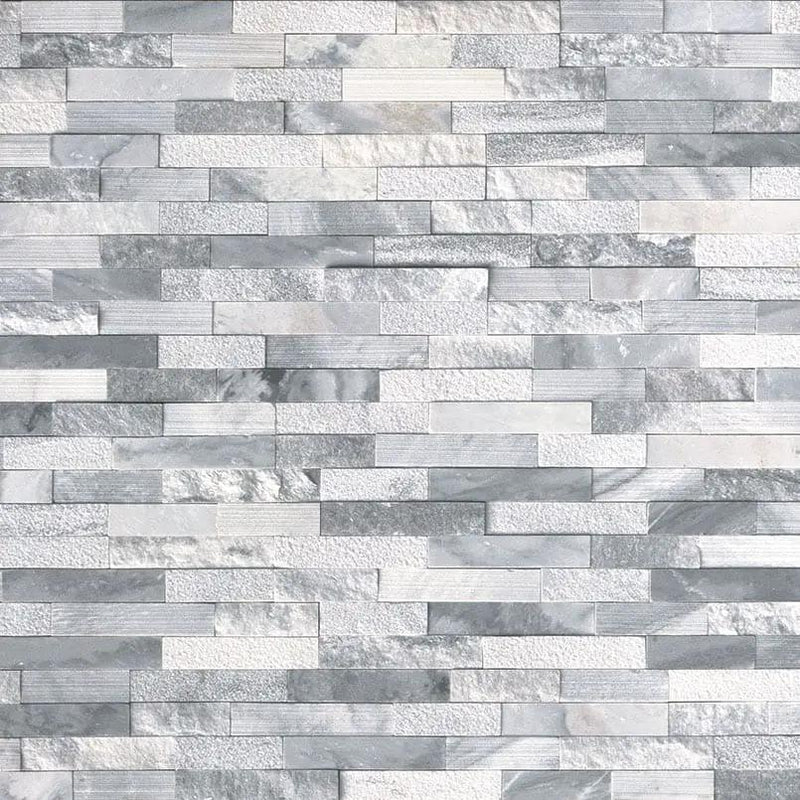 Alaska Gray Multi Finish Marble Pavers 6x24 close up