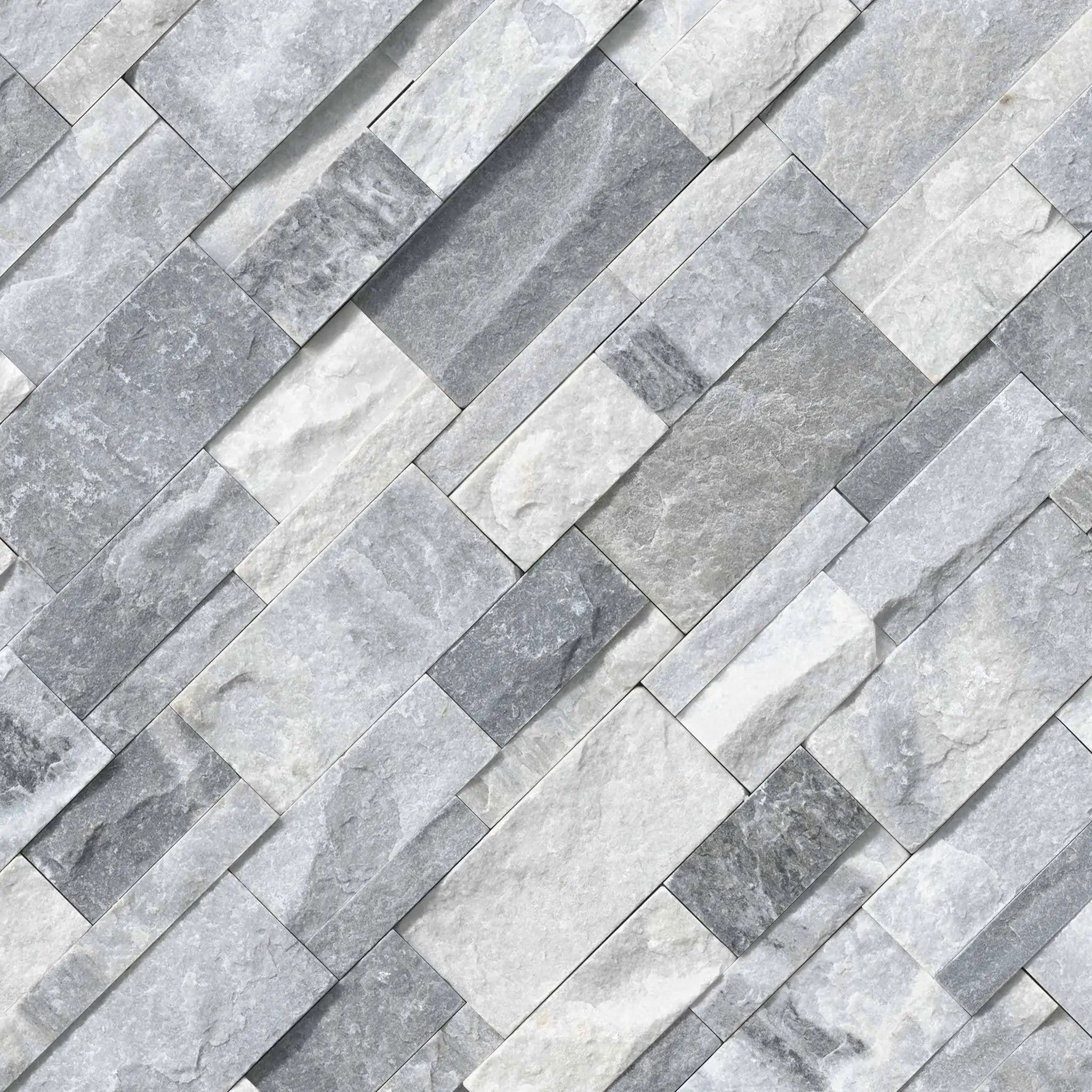 Alaska Gray Xl Split Face Corner Marble Pavers 9x12 angled view