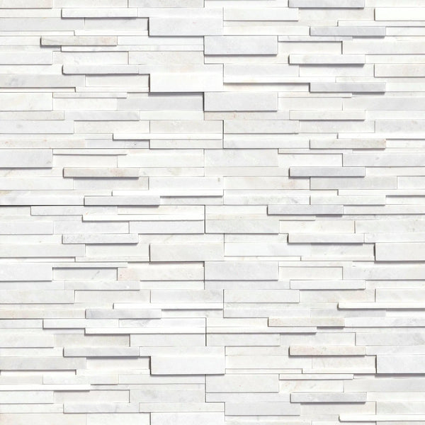 Arctic White 3d Honed Marble Pavers 6x24