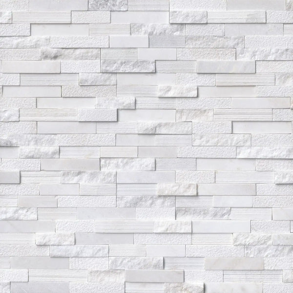Arctic White Multi Finish Split Face Marble Pavers 6x24