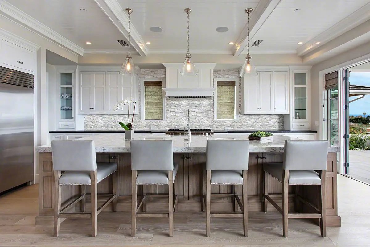Calacatta Cressa 3d Honed Marble Pavers 6x12 in a finished room