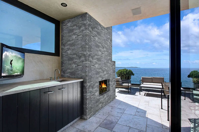 Cosmic Black Split Face Marble Pavers 6x24 by MSI Surfaces