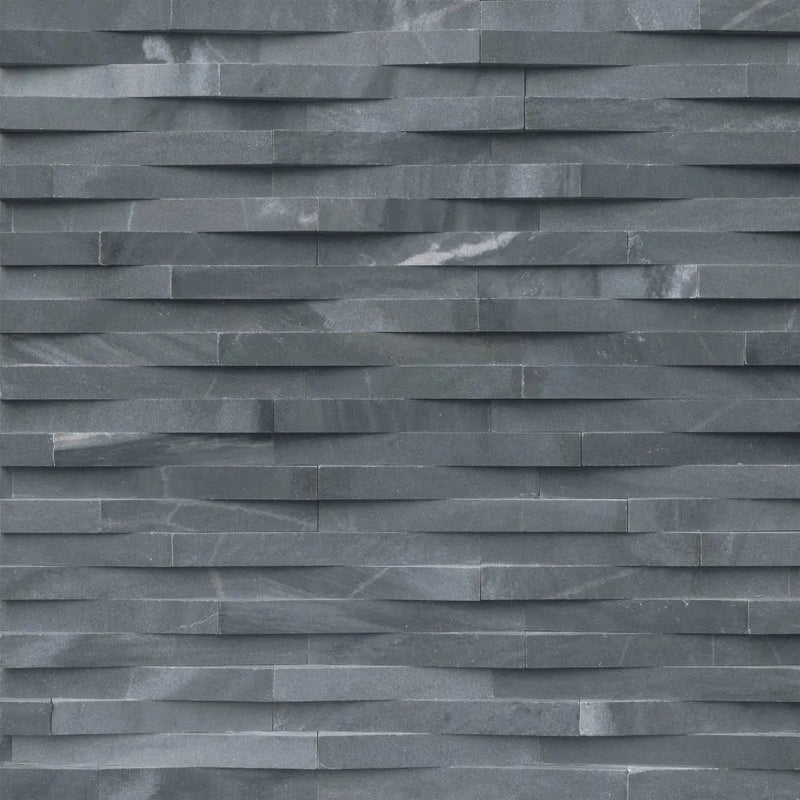 Cosmic Black 3d Wave Honed Marble Pavers 6x24 close up