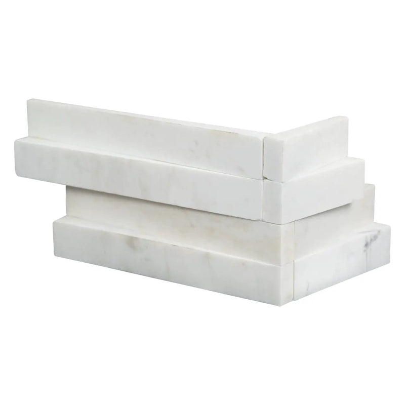 Cosmic White 3d Wave Split Face Marble Pavers 6x18 by MSI Surfaces