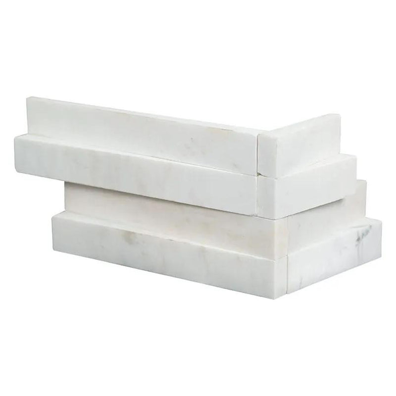 Cosmic White 3d Wave Split Face Marble Pavers 6x18 by MSI Surfaces