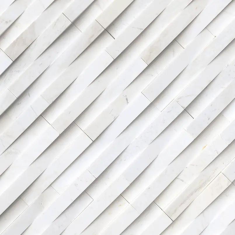 Cosmic White 3d Wave Split Face Marble Pavers 6x18 by MSI Surfaces